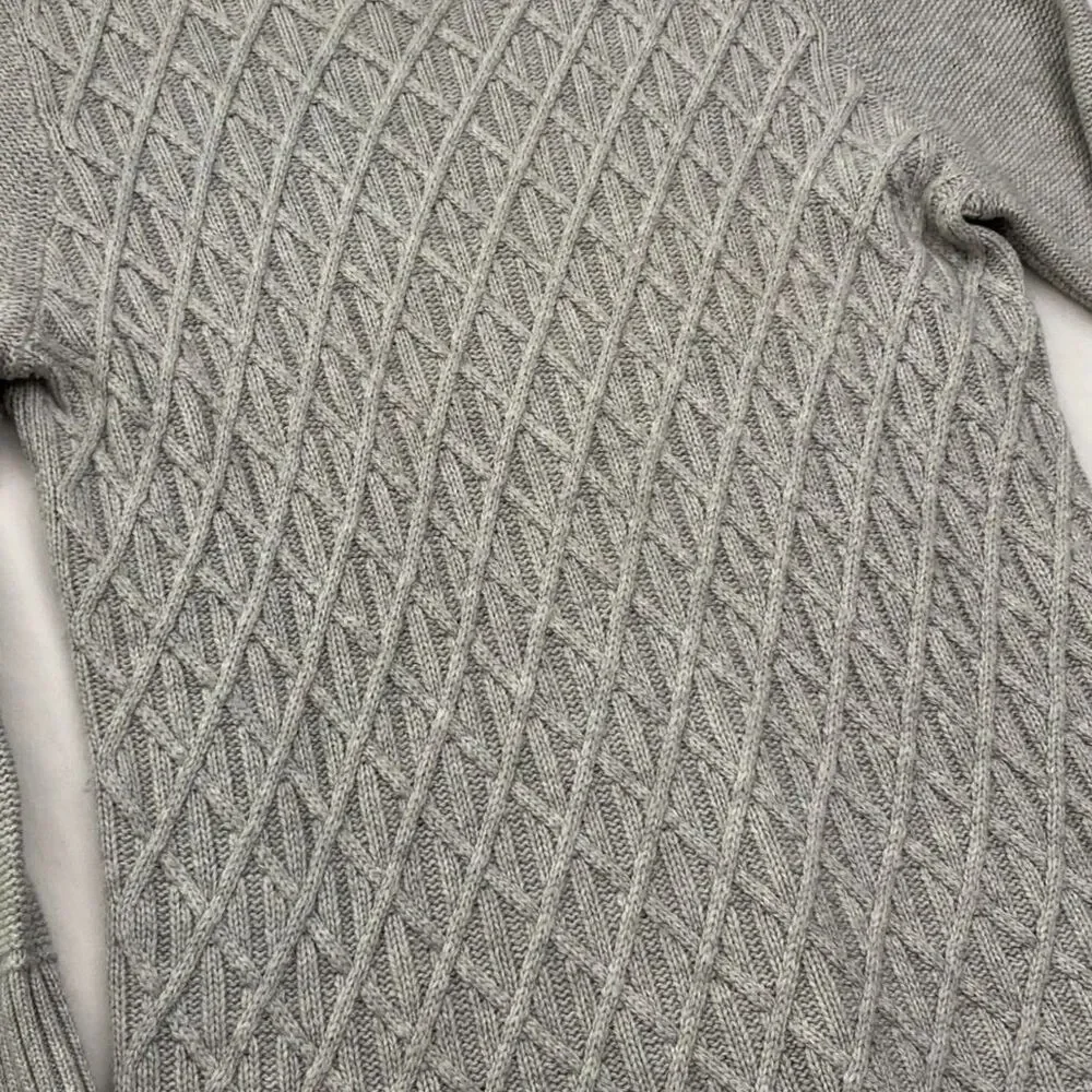 J Crew Cable Knit Sweater Womens Large Gray Wool Blend Cozy Classic Preppy